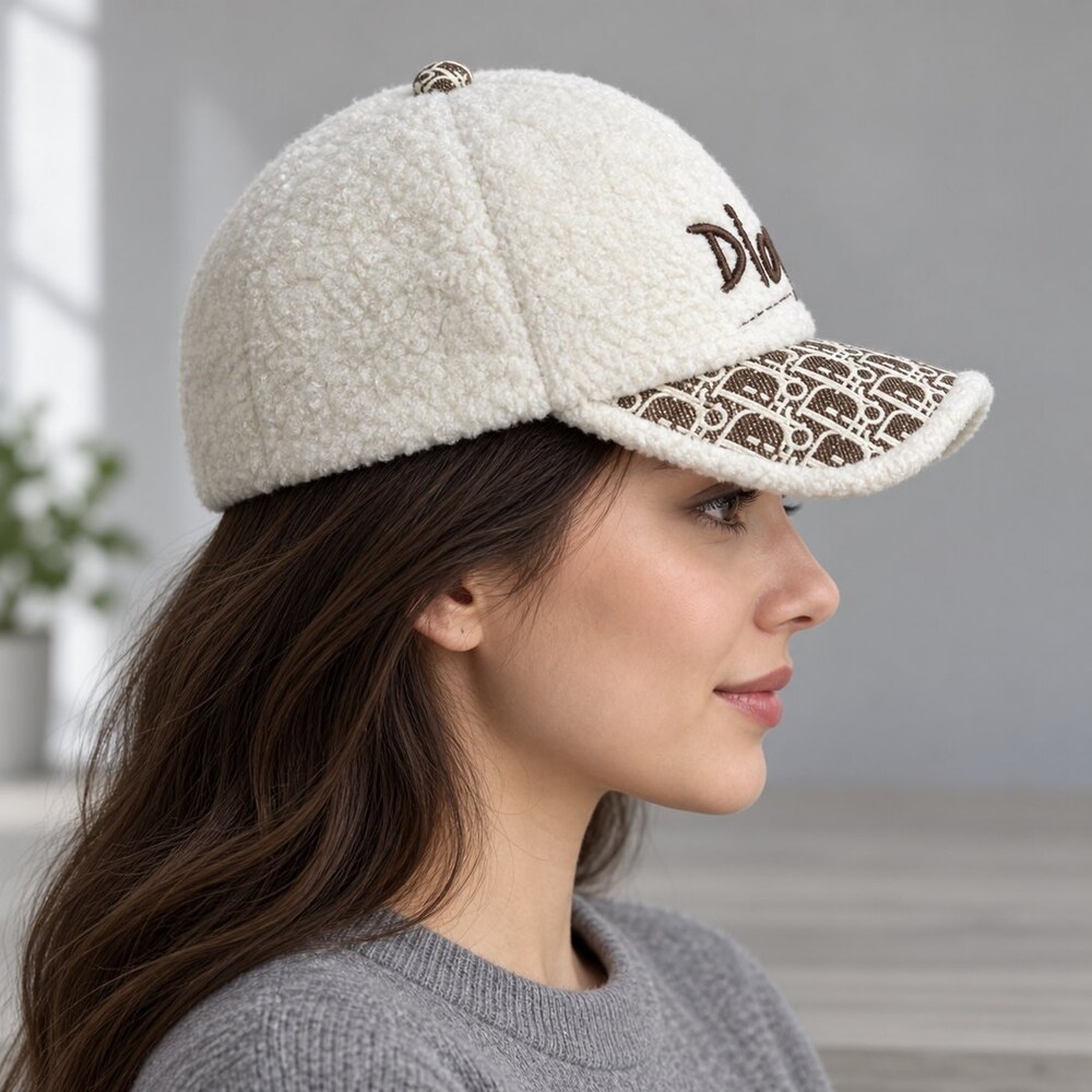 Dior Shearling Oblique Cap - Picture 3 of 6